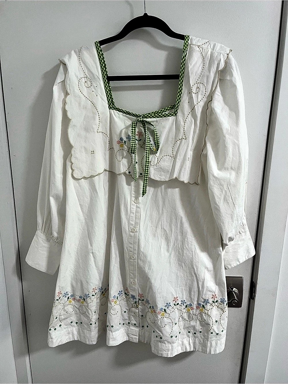 Damson Madder Embroidered Mini Dress in White Size 10 Like New
